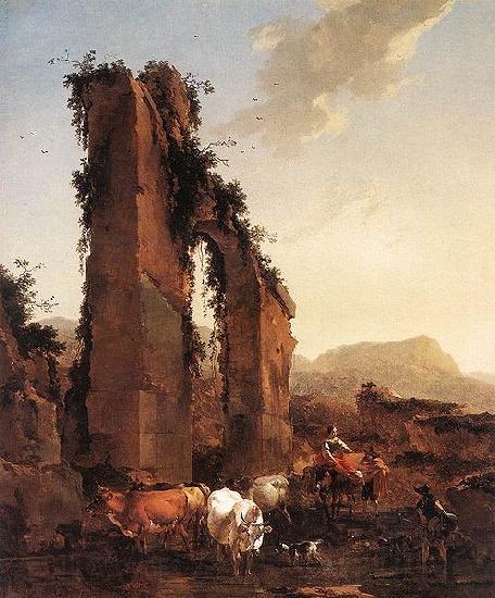 Nicolaes Pietersz. Berchem Ruined Aqueduct France oil painting art